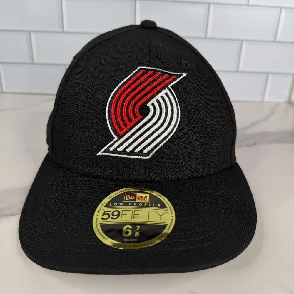 Portland Trail Blazers Hat Cap Fitted Mens 6 7/8 Black New Era 59Fifty